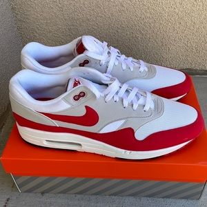 Nike Air Max 1 Anniversary in Red, Size 14